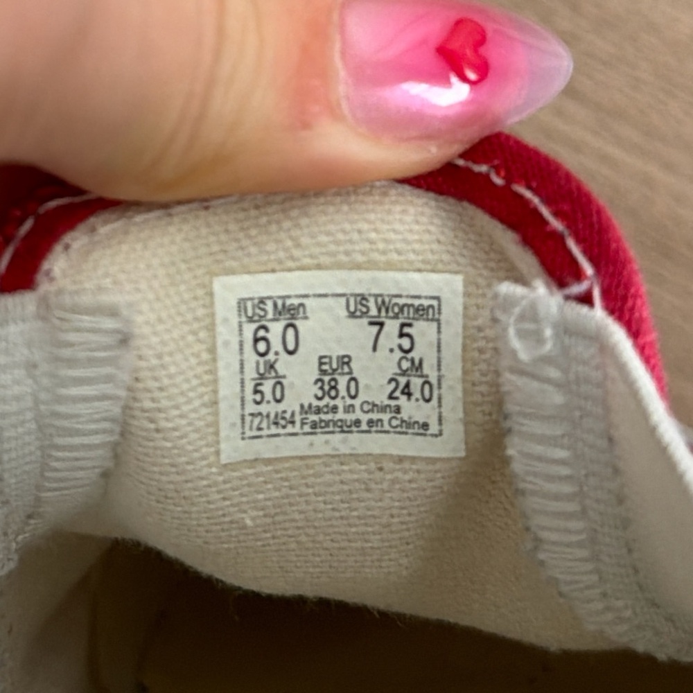 Vans Red & Pink Platform Slip-On Sneakers with Checkered Accent - Picture 2 of 8